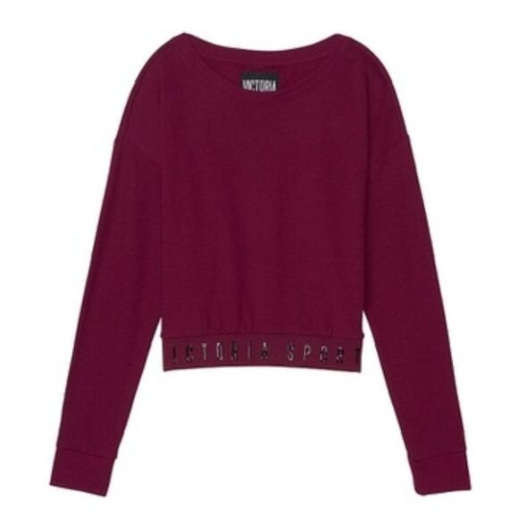 Small VICTORIAS SECRET SPORT Maroon Red crop sweater sweatshirt top - Picture 3 of 3